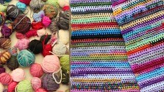 Easy scrap yarn scarf or blanket, crochet tutorial
