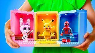Superheroes Build Secret Room! Sprunki and Spider-Man’s One Color Challenge by Woohoo Meow!