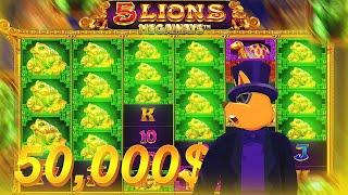 50,000$ WIN on ROOBET (Max Win on 5 Lion Megaways)