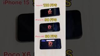 Poco F6 PRO vs iPhone 15  vs POCO X6 PRO  FREEFIRE TEST ( 60 FPS vs 90 FPS vs 120FPS ) #freefire