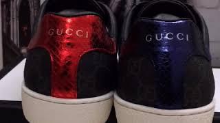 Gucci low top GG sneakers ren and blue cloth Unboxing