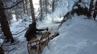 Survival in -10 °C | Winter Camping in Deep Snowy Forest | Natural Shelter Construction