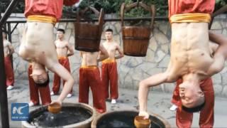 Stunning Upside Down Kung Fu, performed by students in C China