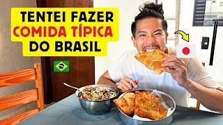 Um japonês tentando fazer comida típica do Brasil