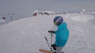 Åre, Sweden - Goldolen (top lift), skiing the red down to the bottom of the VM8:an (main lift)