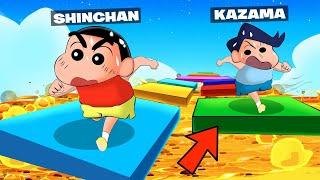 Shinchan And Kazama Complete Lava Parkour Challenge  | Roblox Floor Is Lava | Funny Game 