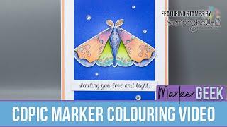 Copic Marker Colouring Stamping Bella Leaf Song Moth rubber stamp