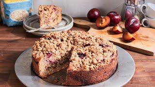 Plum Coffee Cake with Oatmeal Streusel Topping