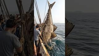 Giant Grouper Caught at Dawn#Net Pulled Out#Dawn Fishing#Giant Grouper#Net Out of Water