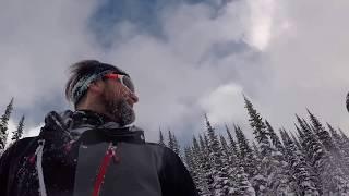 No friends on powder day! Jan Farrell and Erik Backlund freeride day skiing in Sun Peaks, Canada.