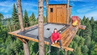 We Built a TRAMPOLINE Treehouse!