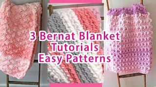 Make 3 Bernat Baby Blanket Crochet Pattern Super Chunky Yarn