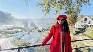 Beautiful view from Rhine falls | Indian girl in Switzerland | #shorts #rhinefalls #eurotrip2021