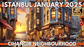 Istanbul Turkey 2025: 4K Walking Tour from Taksim to Cihangir & Galataport | Hidden Streets & Cafés