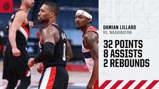 Damian Lillard (32 PTS, 8 AST) Highlights | Trail Blazers vs. Wizards