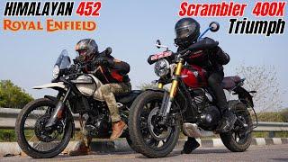 Himalayan 452 vs Triumph Scrambler 400x Drag Race