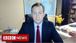 Viral dad on the trials of working from home - BBC News