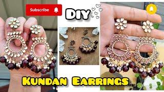 Trending Kundan Earrings tutorial️ Easy Handmade Kundan Jewellery#youtube#youtubevideo#viralvideo#