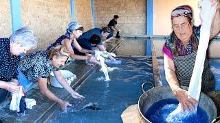 WASH in a LAUNDRY ROOM with soap, blue tile, and bleaching ash