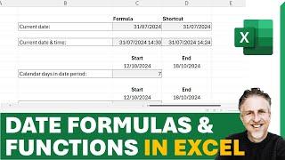  Formula for Date in Excel | Date Today | Count Days Between Dates and more...