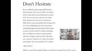 "Don't Hesitate" by Mary Oliver - Reflective Reading on Joy