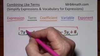 Combining Like Terms (Simplify Expressions & Vocabulary for Expressions)