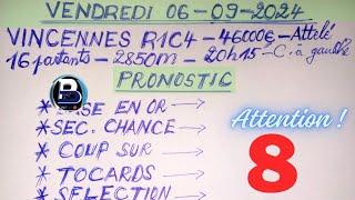 PRONOSTIC PMU QUINTÉ DU VENDREDI 06/09/2024