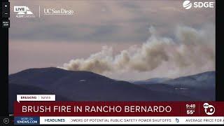 A brush fire broke out in Rancho Bernardo in North County San Diego