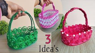 3 Beautiful Paper Basket with Handle | Diy Paper Craft |