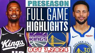 Golden State Warrior Vs Sacramento Kings Full Game Highlights Oct 7,2024 NBA Preseason