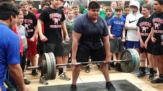 Patrick Rice. Age 14, trying to lift 450lbs.