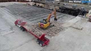 See an aerial view of the Plaza Lanes bowling center demolition