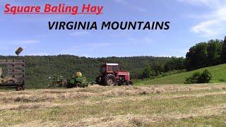 Baling Hay In The Mountains of Virginia - Massey Ferguson 1105 & John Deere 348 Baler w/ 42 Kicker