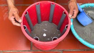 Smart idea - How To Make Cement Plant Pots From PVC Pipes Very Unique way