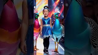 Two Big Quail & Cute Baby Girl Stage Show On AGT  #agt #shorts #quail