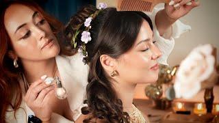 ASMR Bridgerton Regency Inspired Updo: ASMR HairStyling & Accessories | Soft Spoken