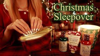 ASMR | Cozy Sleepover on a Christmas Evening (Personal Attention, Handbath, Sheet Mask, Tea, Books)