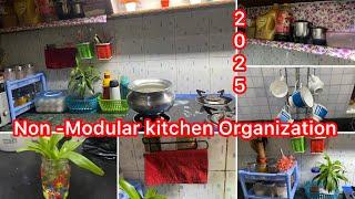 Non modular kitchen Organization 2025 non modular kitchen tour diy kitchen Organization ideas