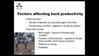 18. The impact of pasture resources on reindeer meat production; Birgitta Ahman