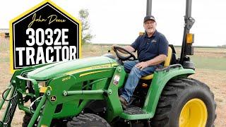 John Deere 3032E Overview and Walk Around of the Compact Utility Tractor and 300E Loader.