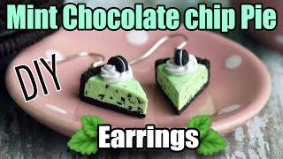 Polymer clay Mint Chocolate Chip Pie Earrings