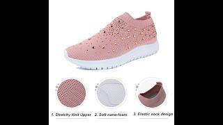 OnCloud™ Women's Crystal Breathable Orthopedic Slip On Walking Summer Shoes