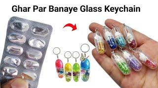 How to make Keychain from waste materials /Homemade glass keychain/DIY gift Keychain