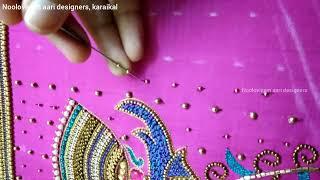 grand aari work sleeve design tutorial/aari work for beginners