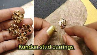 Kundan stud design | in tamil | kundan jewelry making video | kundan earrings | @Vishvascraft