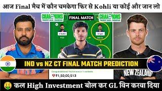 India vs New Zealand Dream11 Prediction, IND vs NZ Dream11 Team, Champion Trophy Final Match Team