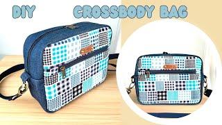 How To Make Crossbody Bag With Zipper Pockets | How To Make Denim Crossbody Bag