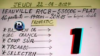 PRONOSTIC PMU QUINTÉ DU JEUDI 22/08/2024