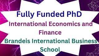 Fully Funded PhD in International Economics and Finance at Brandeis International Business School