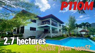 V712-25 private farm resort 2.7 hectares mini mansion, swimming pool, fruit trees, overlooking view